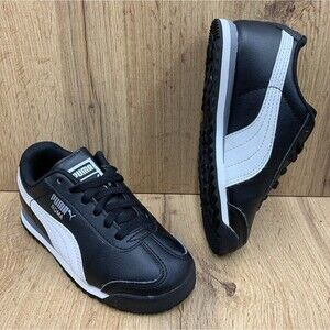 Puma Roma Athletic Sneaker PS Kids Size 11 Basic Black White Leather 361594-01